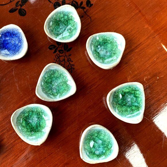 RARE Vtg Natural Stone Ceramic Mini Chopstick Rest Holder Set 12pcs Handmade - Picture 5 of 10